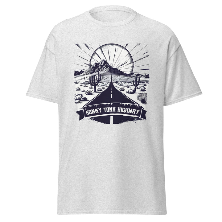 ash-classic tee with-Honky Tonk Highway-design for unisex