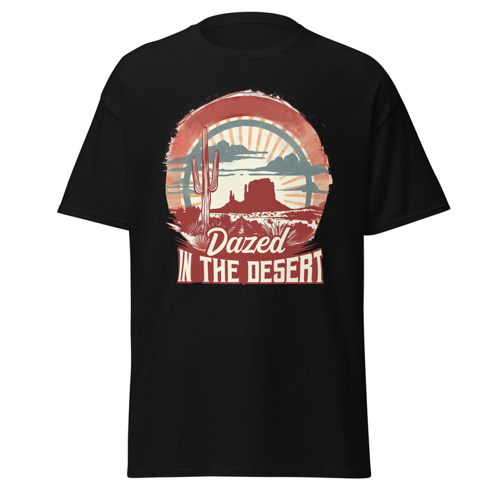 black-classic tee with-Dazed In The Desert-design for unisex