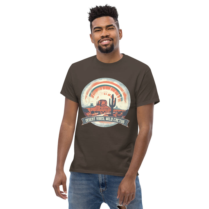 chocolate-classic tee with- Desert Vibes, Wild Cactus-design for unisex