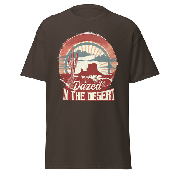 dark-chocolate-classic tee with-Dazed In The Desert-design for unisex