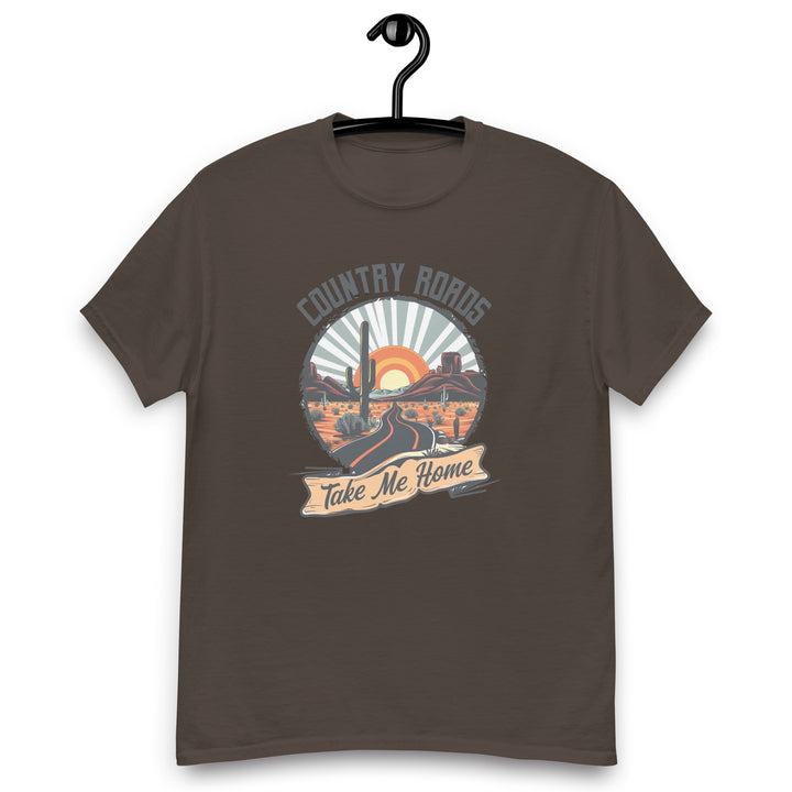 dark-chocolate-classic tee with-Country Roads Take Me Home-design for unisex