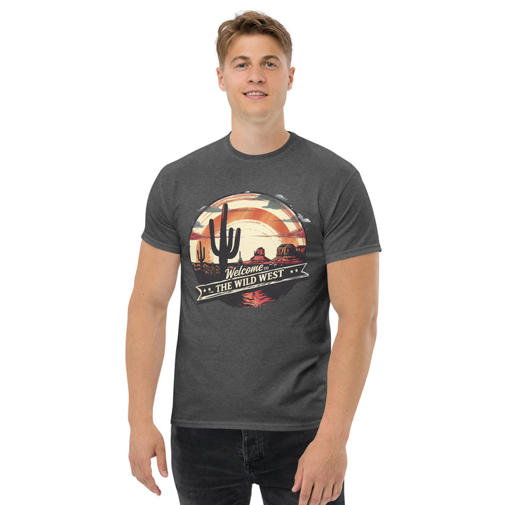 dark-heather-classic tee with- Welcome To The Wild West-design for unisex