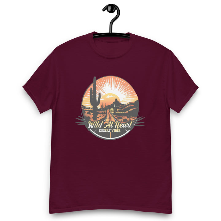 maroon-classic tee with-Wild At Heart, Desert Vibes-design for unisex