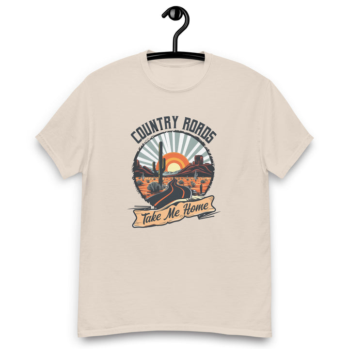 natural-classic tee with-Country Roads Take Me Home-design for unisex