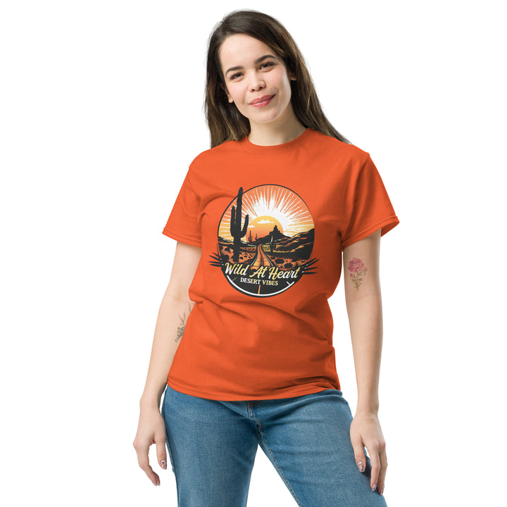 orange-classic tee with-Wild At Heart, Desert Vibes-design for unisex