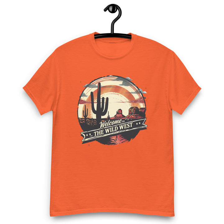 orange-classic tee with- Welcome To The Wild West-design for unisex