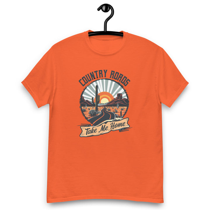 orange-classic tee with-Country Roads Take Me Home-design for unisex