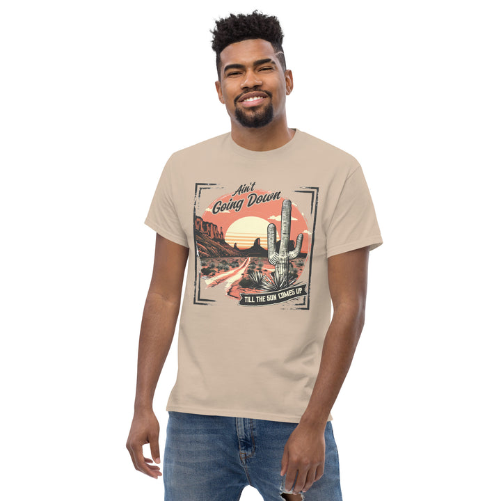 sand-classic tee with-Ain't Going Down-design for unisex