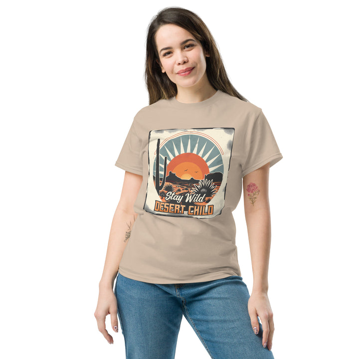 sand-classic tee with- Stay Wild Desert Child-design for unisex