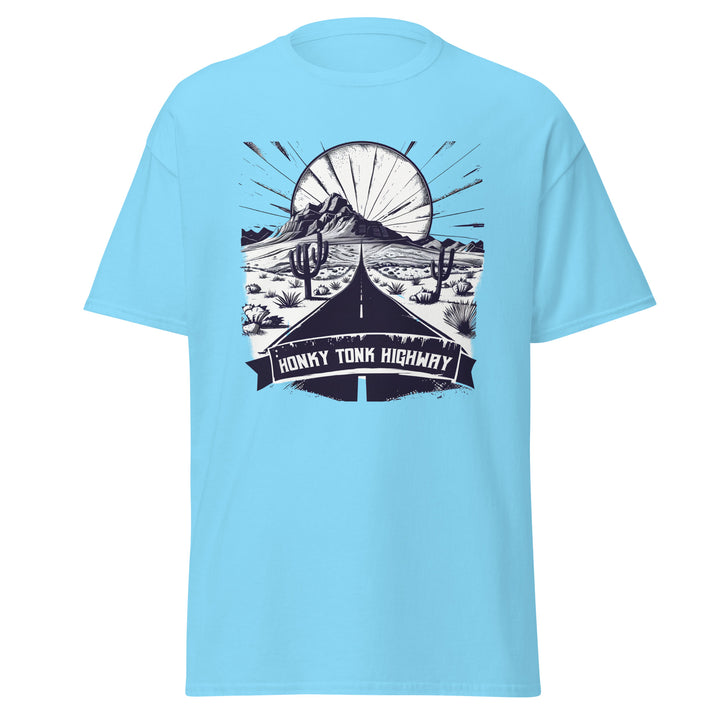 sky-classic tee with-Honky Tonk Highway-design for unisex