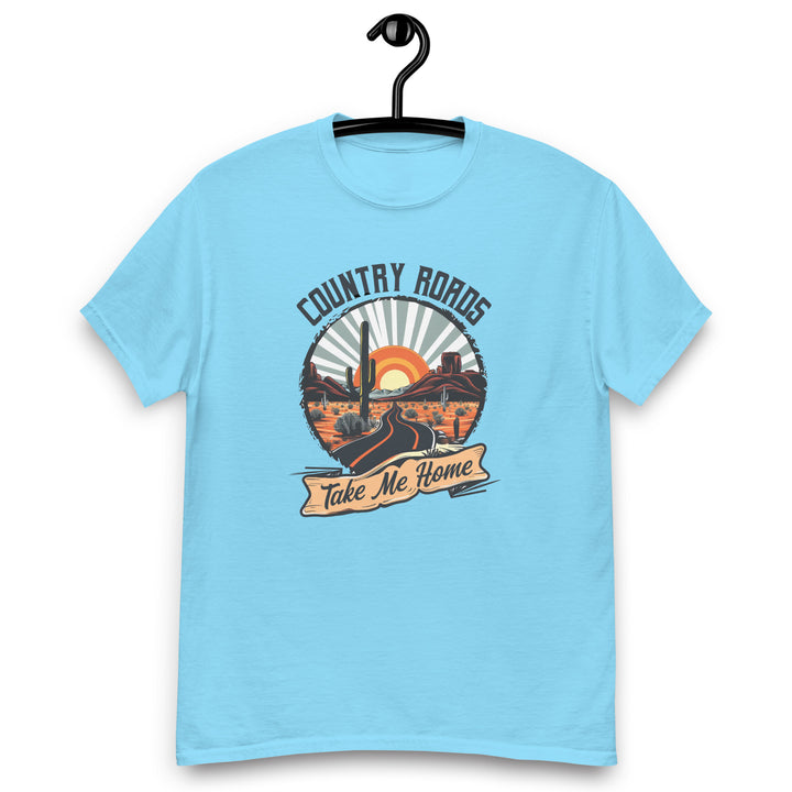 sky-classic tee with-Country Roads Take Me Home-design for unisex