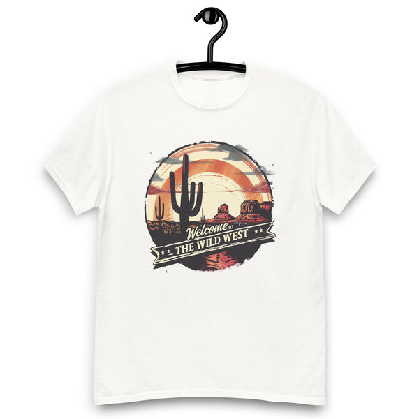 white-classic tee with- Welcome To The Wild West-design for unisex