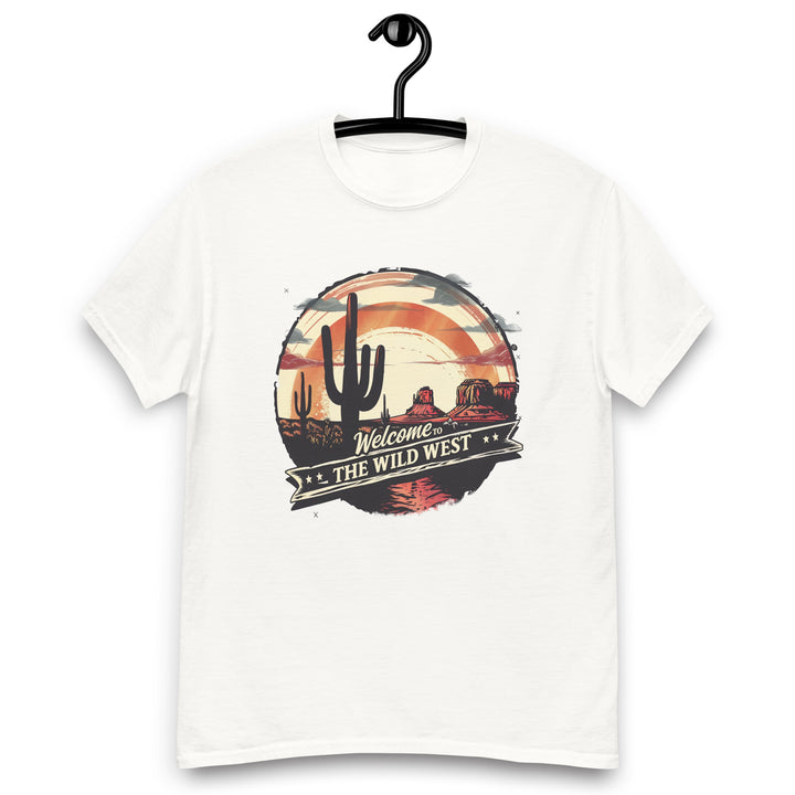 white-classic tee with- Welcome To The Wild West-design for unisex