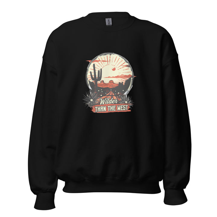 black-sweatshirt with-Western Desert-design for unisex