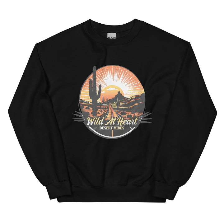 black-sweatshirt with-Wild At Heart-design for unisex