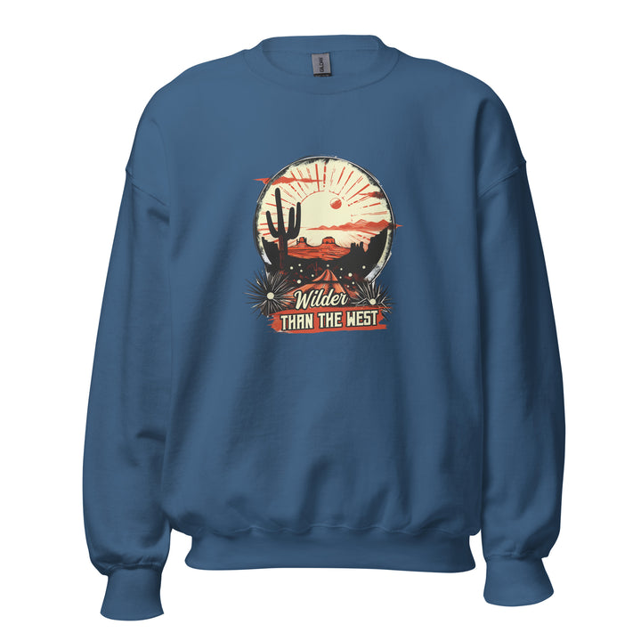 indigo-blue-sweatshirt with-Western Desert-design for unisex