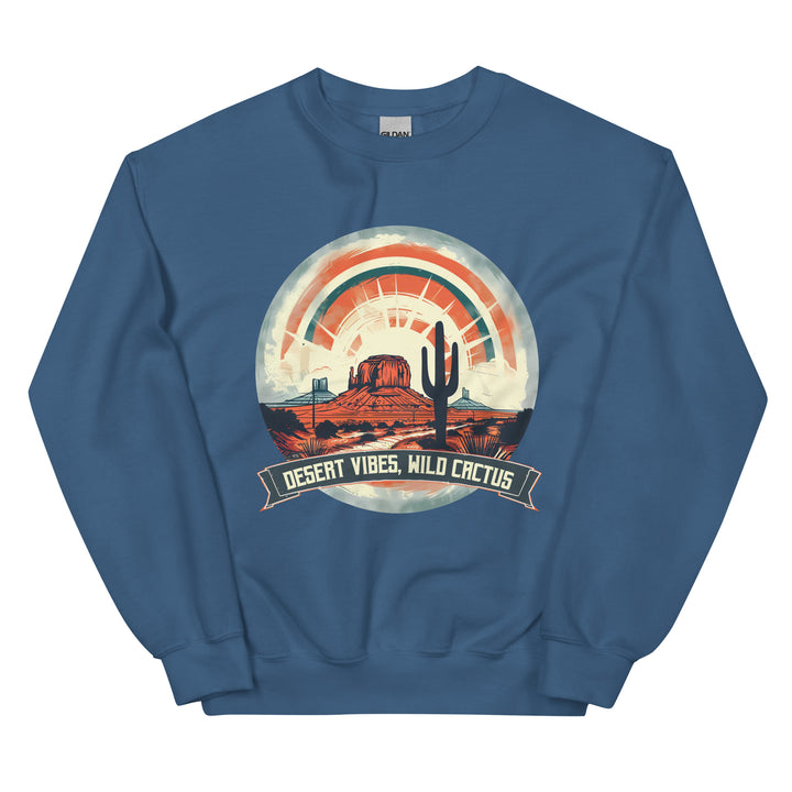 indigo-blue-sweatshirt with-Desert Vibes-Desert-design for unisex