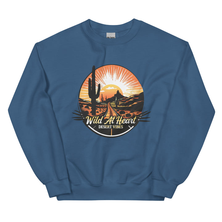 indigo-blue-sweatshirt with-Wild At Heart-design for unisex