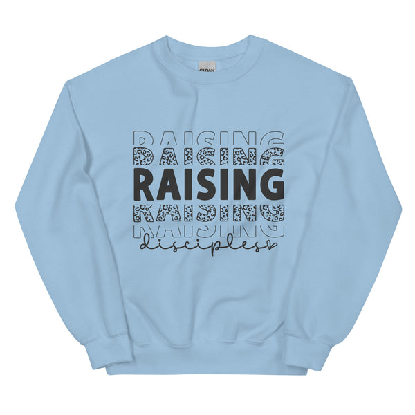 light-blue-sweatshirt with-Raising Disciples-design for unisex