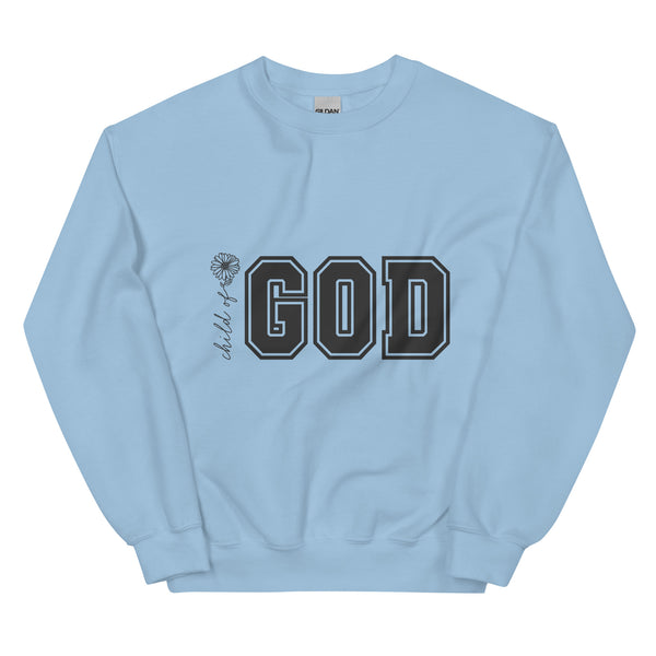 light-blue-sweatshirt with-Child of God-design for unisex