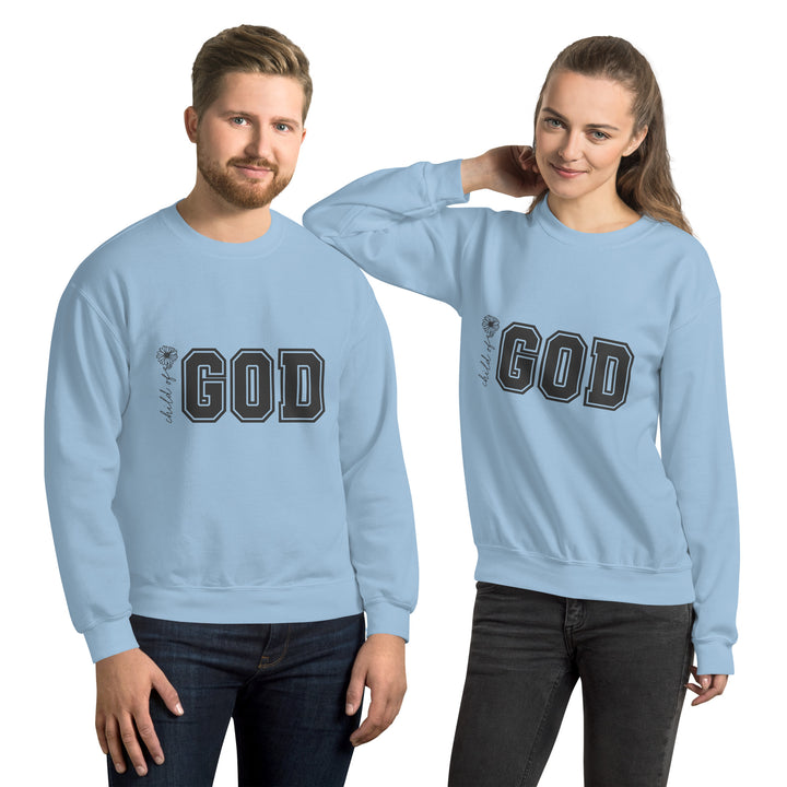 light-blue-sweatshirt with-Child of God-design for unisex