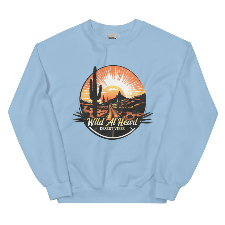 light-blue-sweatshirt with-Wild At Heart-design for unisex