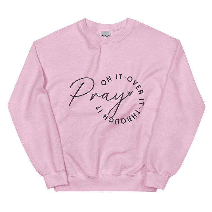 light-pink-sweatshirt with-Pray on it-design for unisex