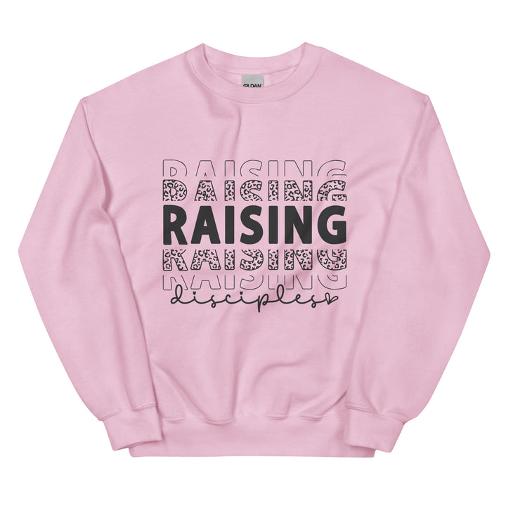 light-pink-sweatshirt with-Raising Disciples-design for unisex