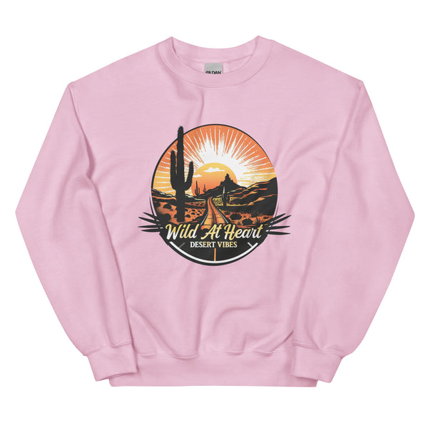 light-pink-sweatshirt with-Wild At Heart-design for unisex