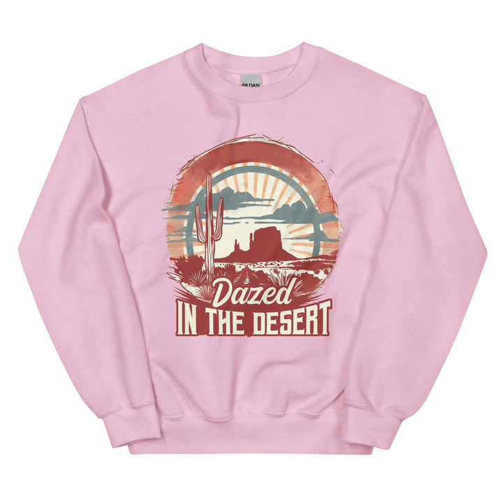 light-pink-sweatshirt with-Dazed In The Desert-design for unisex