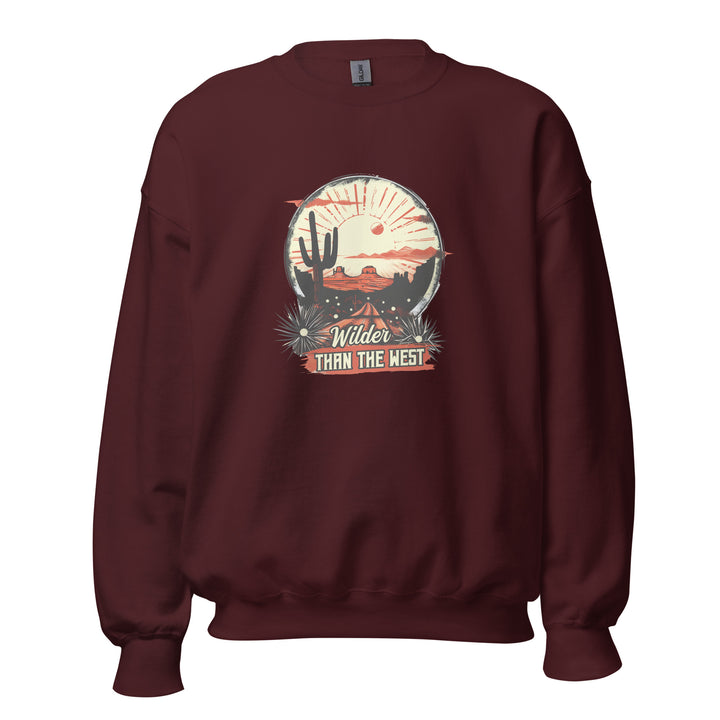 maroon-sweatshirt with-Western Desert-design for unisex