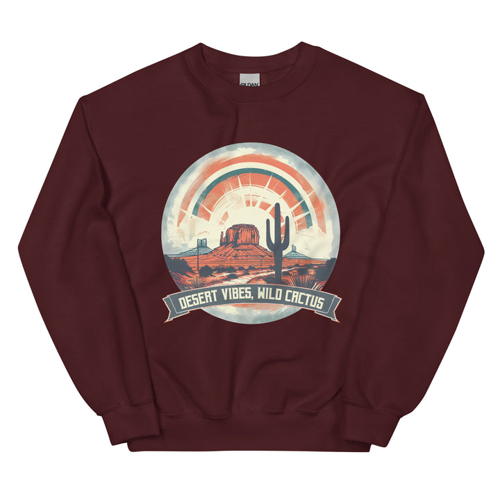 maroon-sweatshirt with-Desert Vibes-Desert-design for unisex