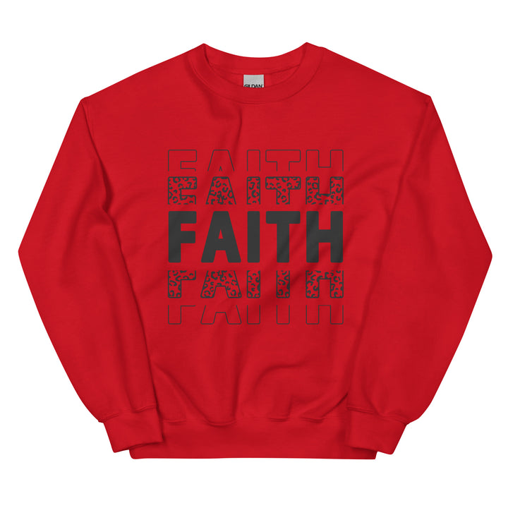 red-sweatshirt with-Faith-design for unisex