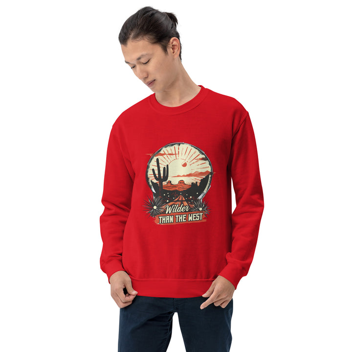 red-sweatshirt with-Western Desert-design for unisex