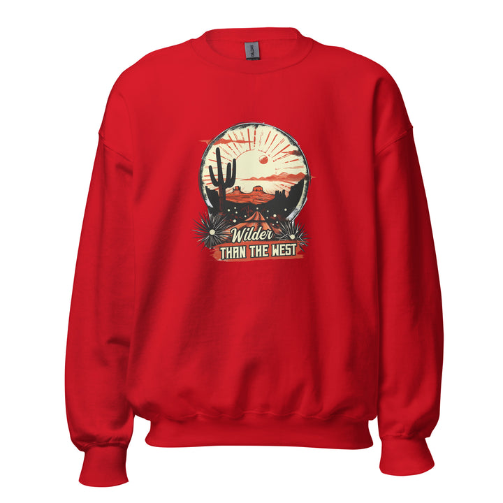 red-sweatshirt with-Western Desert-design for unisex