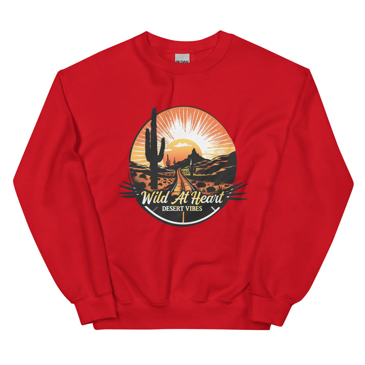 red-sweatshirt with-Wild At Heart-design for unisex