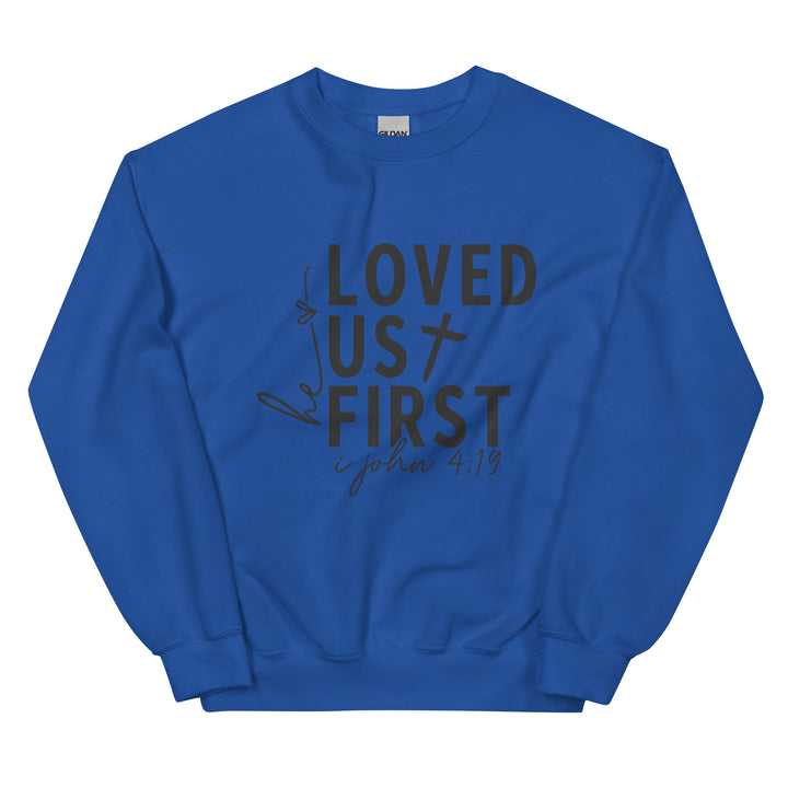 royal-sweatshirt with-Loved us First-design for unisex 