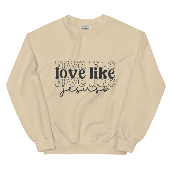 sand-sweatshirt with-Love Like Jesus-design for unisex