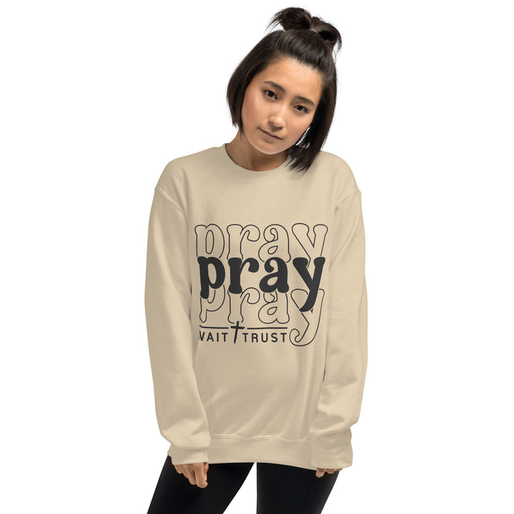 sand-sweatshirt with-Pray with trust-design for unisex