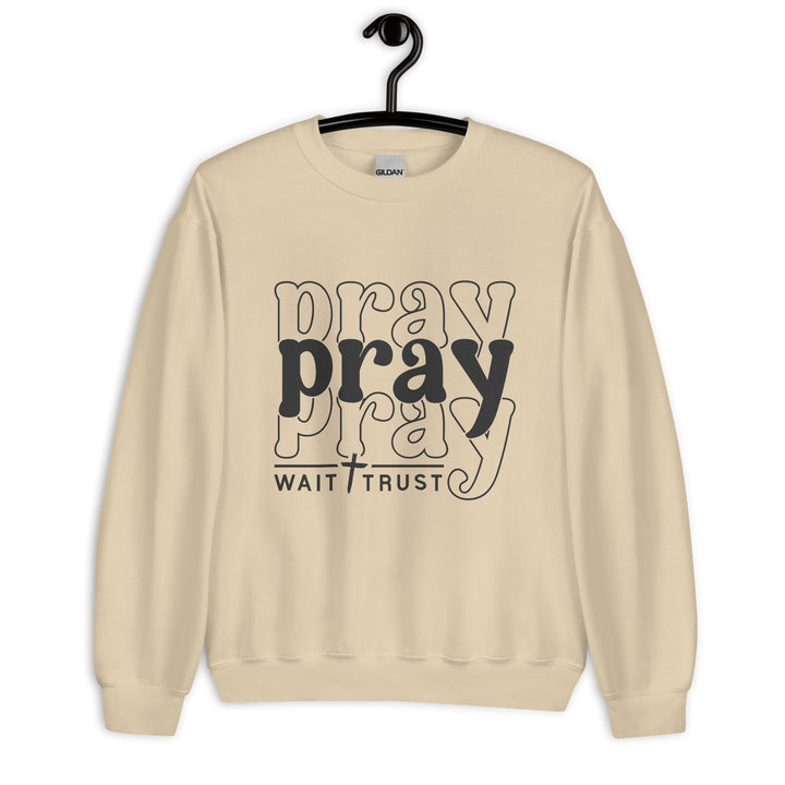 sand-sweatshirt with-Pray with trust-design for unisex