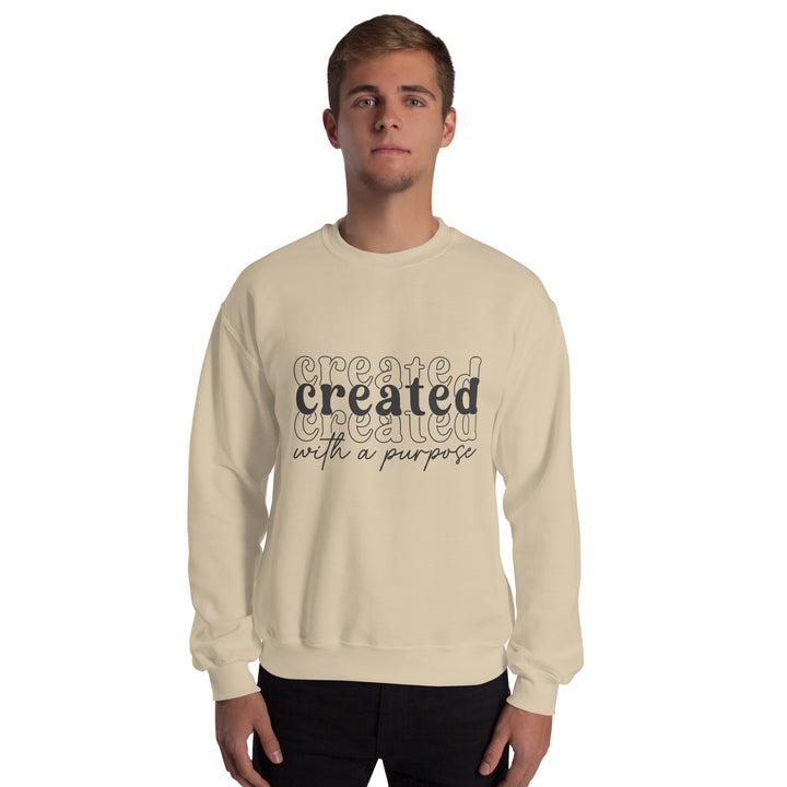 sand-sweatshirt with-Created with a purpose-design for unisex