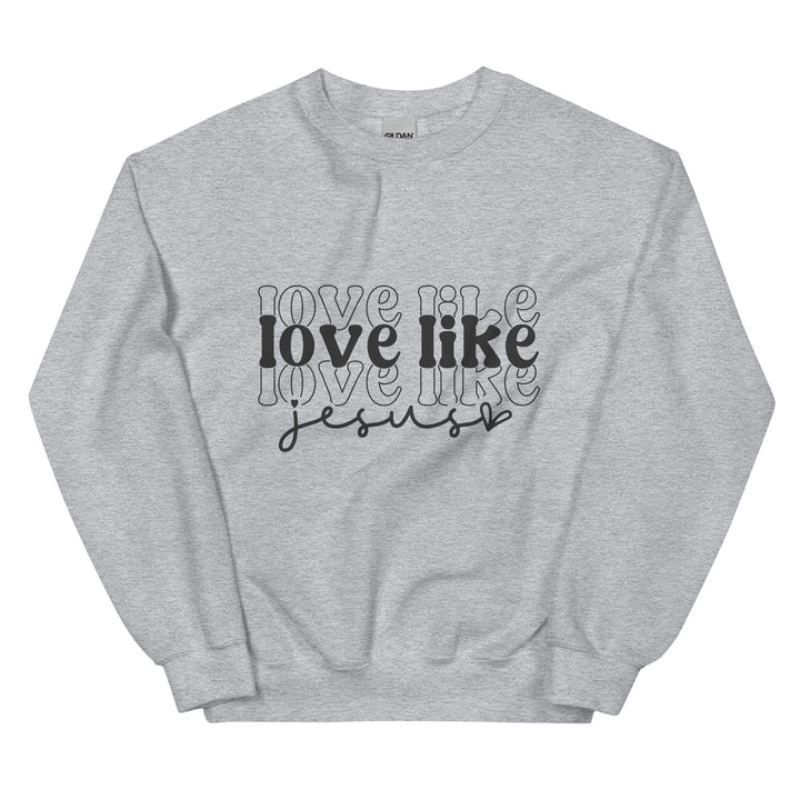 sport-grey-sweatshirt with-Love Like Jesus-design for unisex