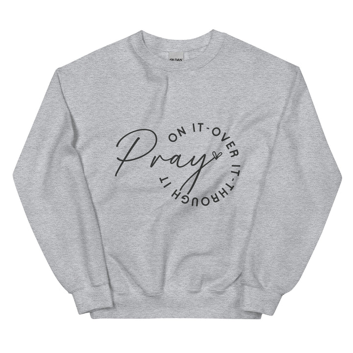 sport-grey-sweatshirt with-Pray on it-design for unisex