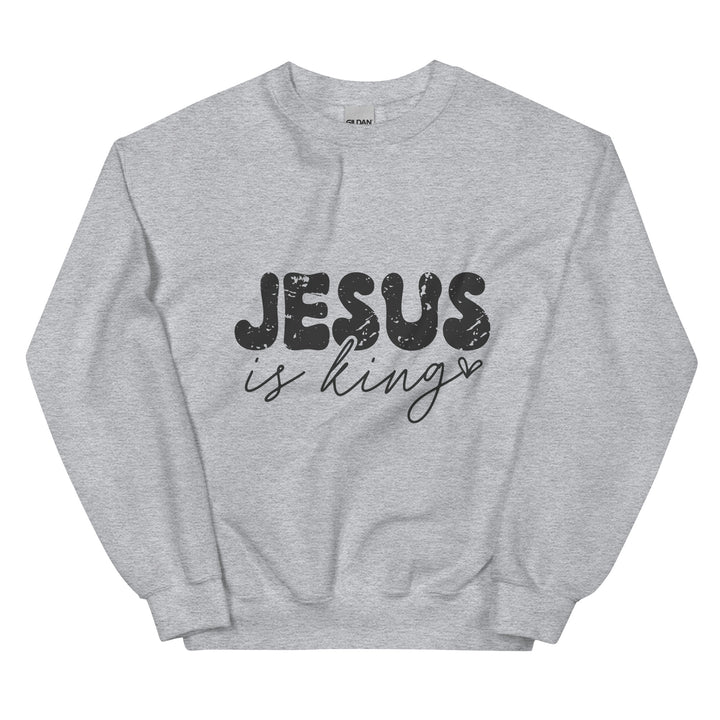 sport-grey-sweatshirt with-Jesus is king-design for unisex