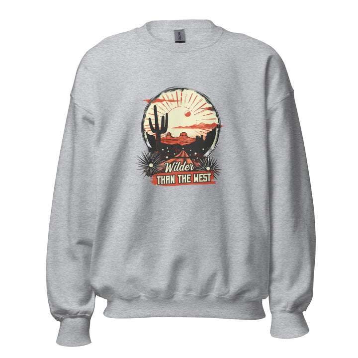 sport-grey-sweatshirt with-Western Desert-design for unisex