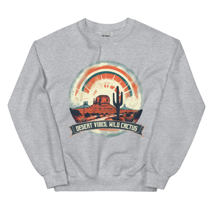 sport-grey-sweatshirt with-Desert Vibes-Desert-design for unisex