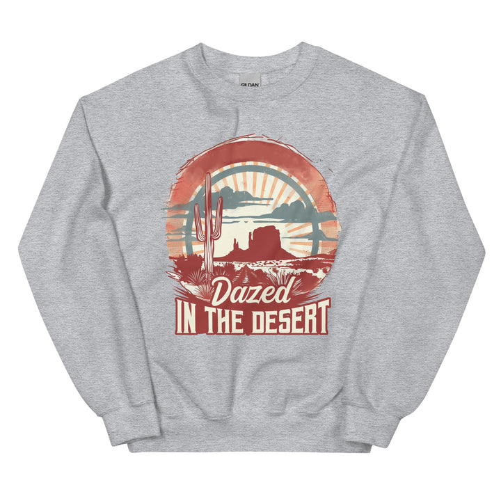 sport-grey-sweatshirt with-Dazed In The Desert-design for unisex