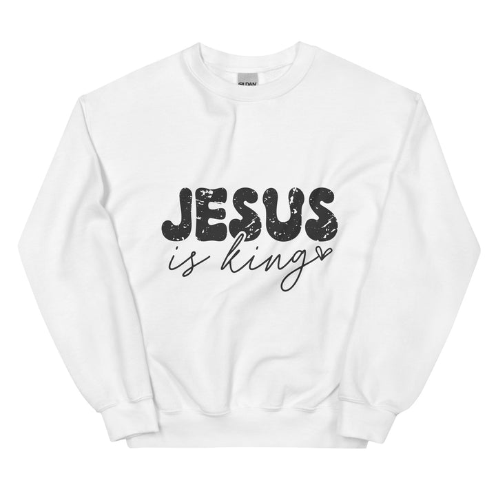 white-sweatshirt with-Jesus is king-design for unisex