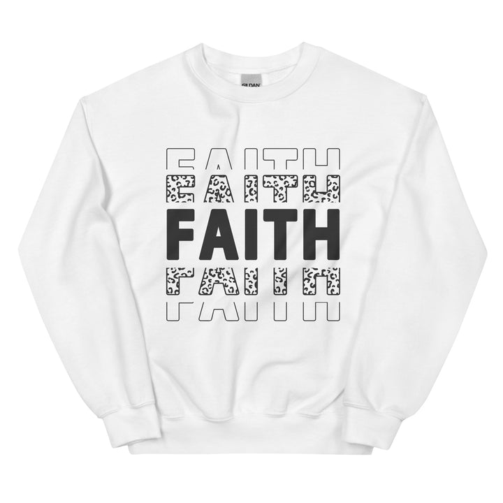 white-sweatshirt with-Faith-design for unisex