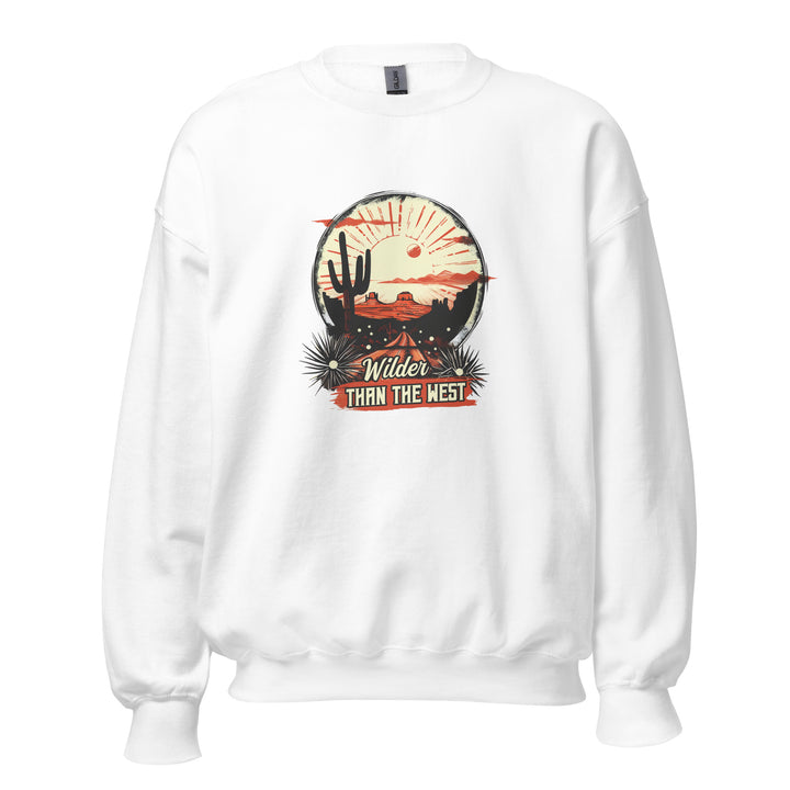 white-sweatshirt with-Western Desert-design for unisex